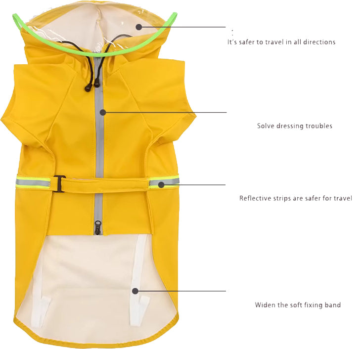 Dog Raincoat With Reflective Strip-2XL/3XL/4XL