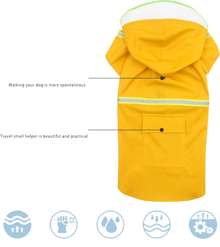 Dog Raincoat With Reflective Strip-2XL/3XL/4XL