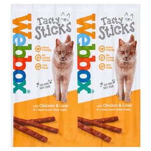 Webbox Cats Delight Tasty Cat Stks Chicken/Liver 6Stk