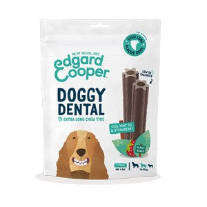 Edgard and Cooper Doggy Dental Sticks Mint Oil and Strawberry Medium 160g-7 sticks
