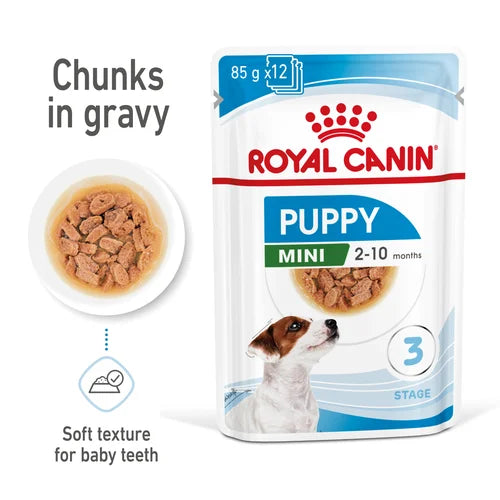 Royal Canin Mini Puppy Chunks In Gravy 12x85g - For small breed puppies (adult weight from 1 to 10 kg) - Up to 10 months old